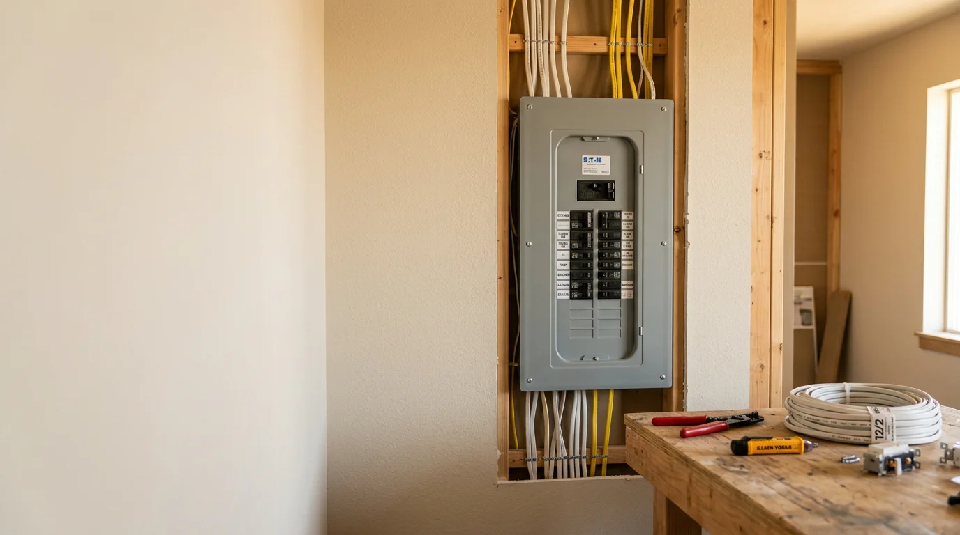 Electrician repairing an electrical outlet in a home