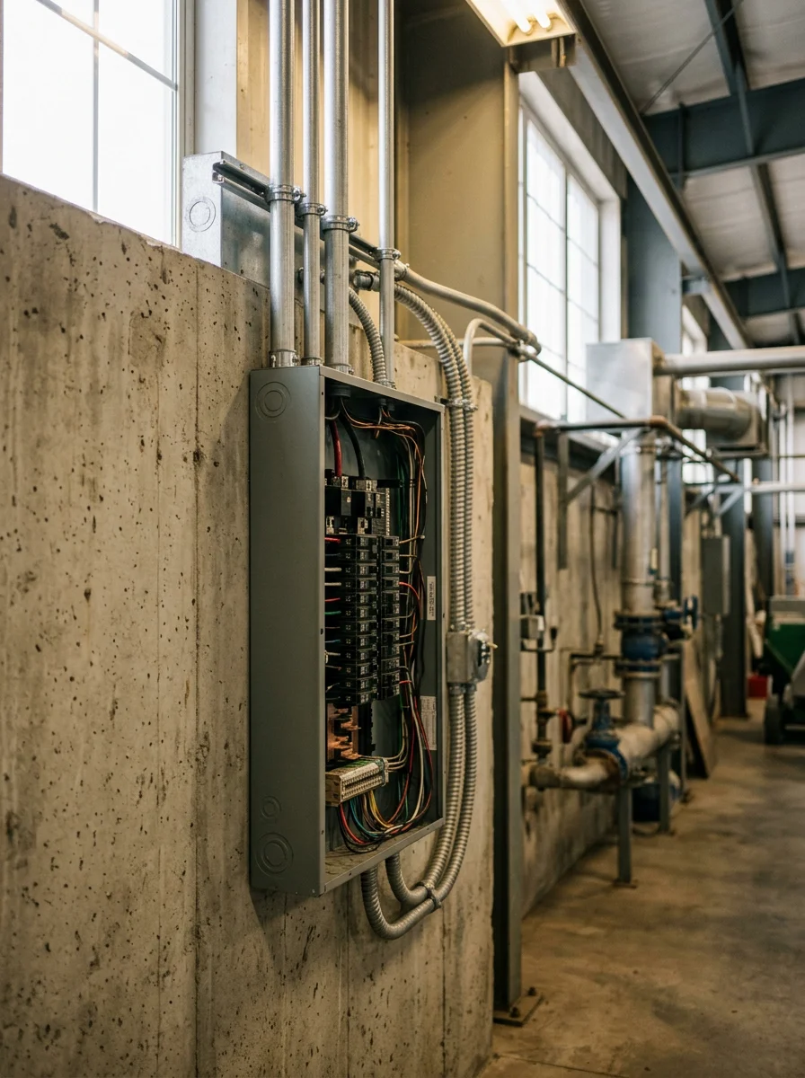 Commercial electrical panel installation in Heyburn food processing facility